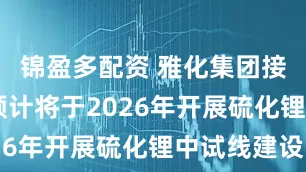 锦盈多配资 雅化集团接受调研 预计将于2026年开展硫化锂中试线建设
